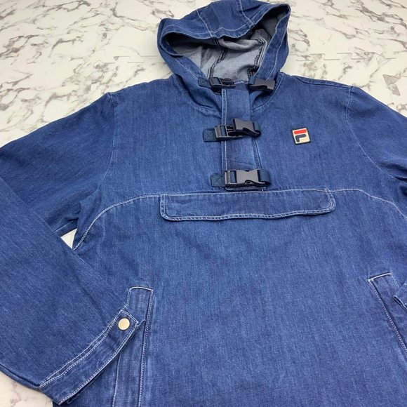Men's Fila Blue Hooded Denim Dev Jacket - Picture 3 of 3
